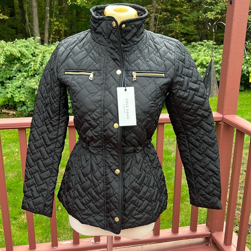 New! Colehaan XXS black quilted zippered jacket.